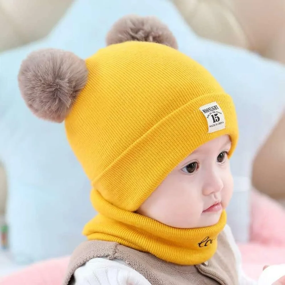 Baby Beanie Hat and Scarf Set for Toddlers (1-5 Years, Yellow) - Image 7